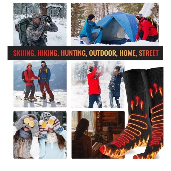 TOMUM Rechargeable Heated Socks Size Small Men Women Washable Battery Operated - Picture 6 of 10